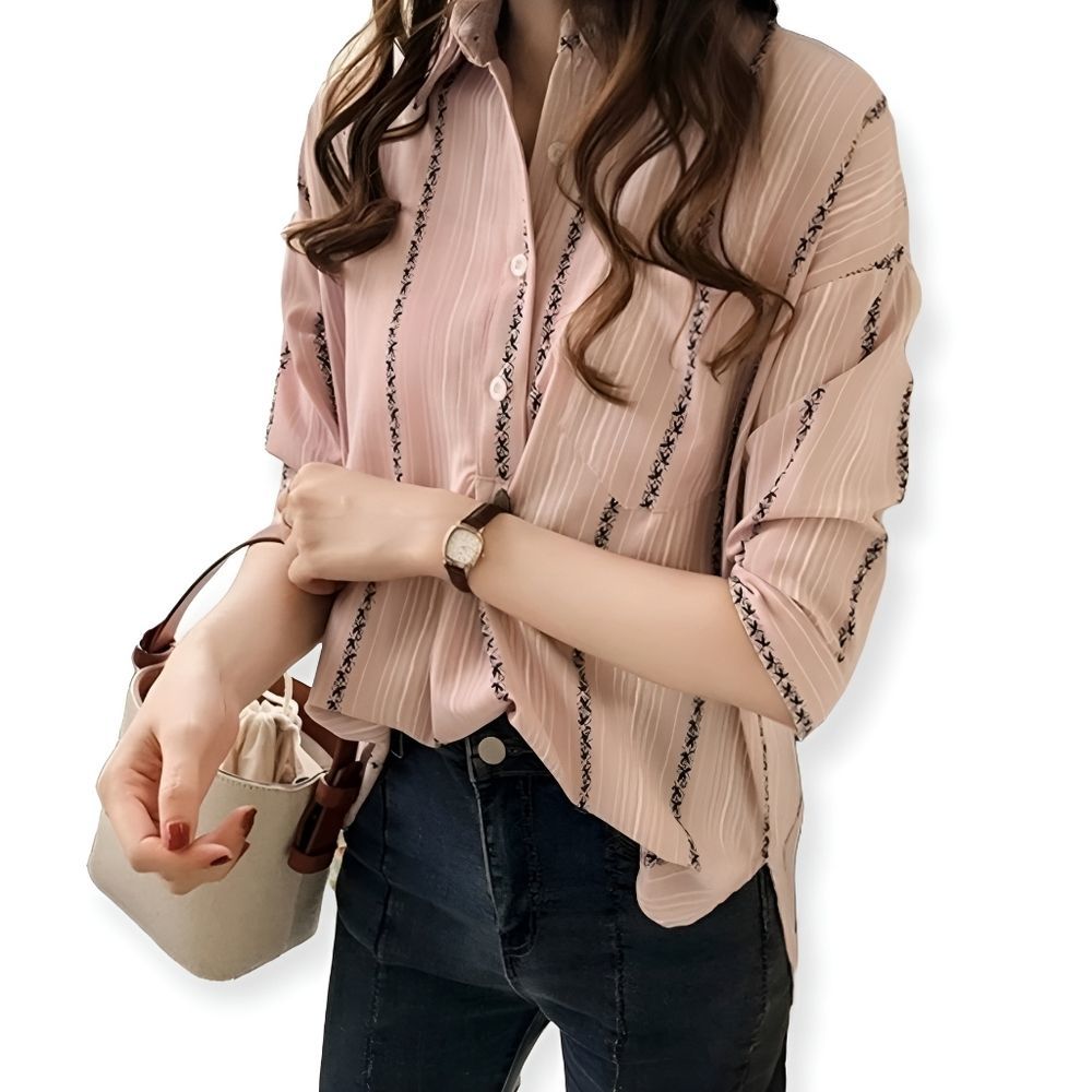 Elegant Pink Striped Blouse
